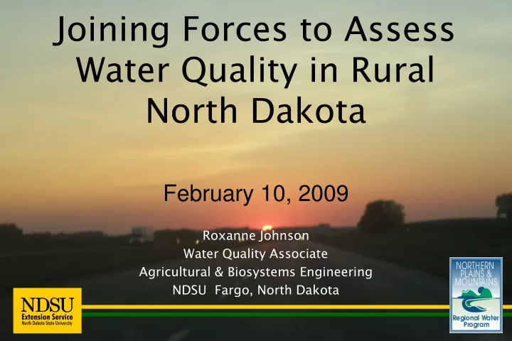 joining forces to assess water quality in rural