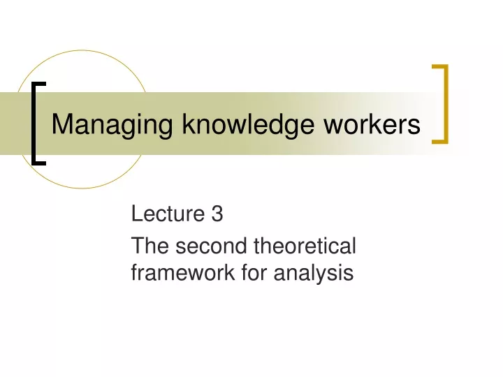 managing knowledge workers