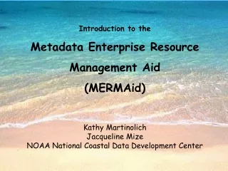 Introduction to the Metadata Enterprise Resource Management Aid  (MERMAid) Kathy Martinolich