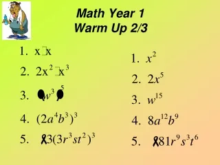 Math Year 1  Warm Up 2/3