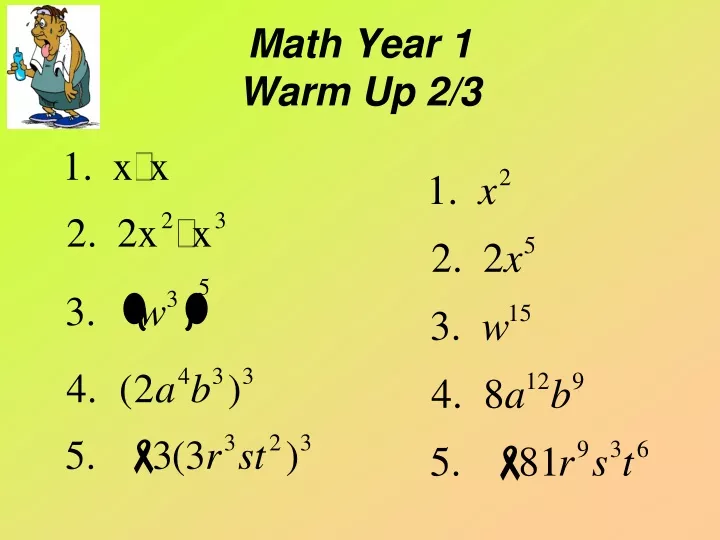 math year 1 warm up 2 3