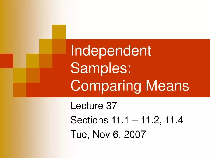 independent samples comparing means