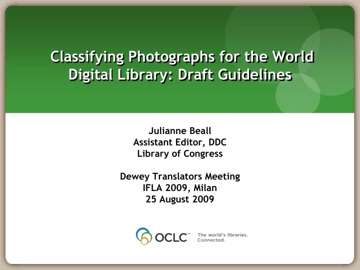 classifying photographs for the world digital library draft guidelines
