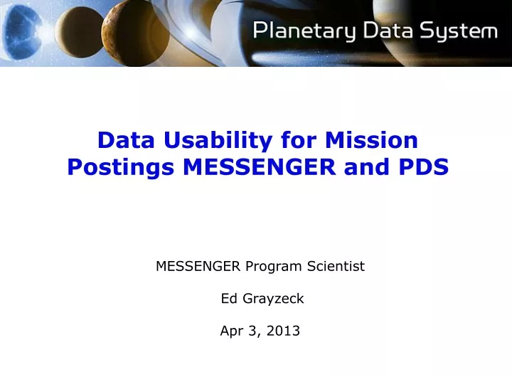 data usability for mission postings messenger