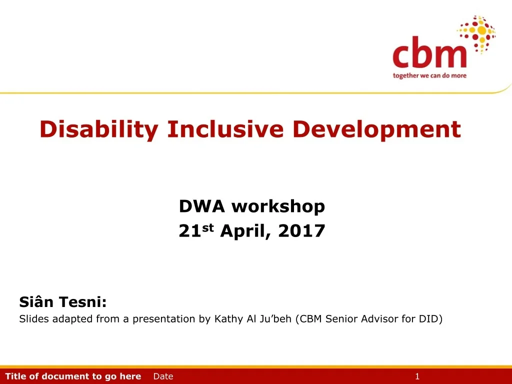 PPT - Advancing Disability Inclusive Development: Empowering ...