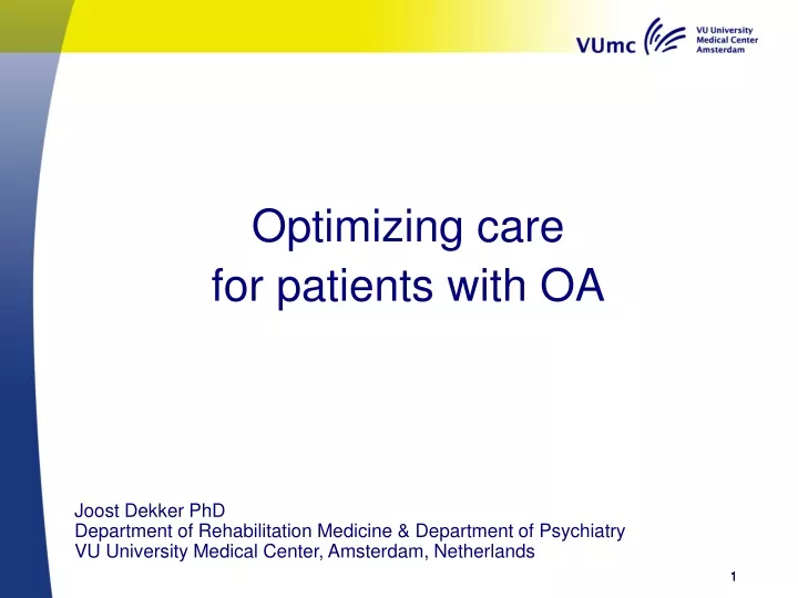 optimizing care for patients with oa