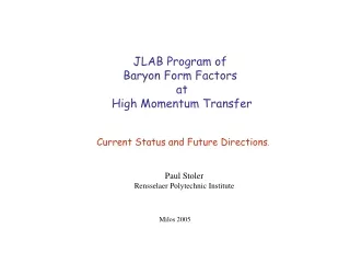 JLAB Program of Baryon Form Factors  at  High Momentum Transfer