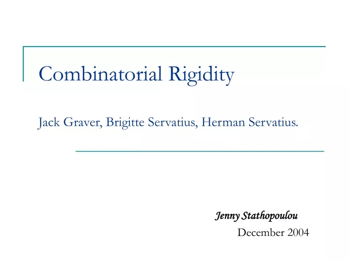 combinatorial rigidity jack graver brigitte servatius herman servatius