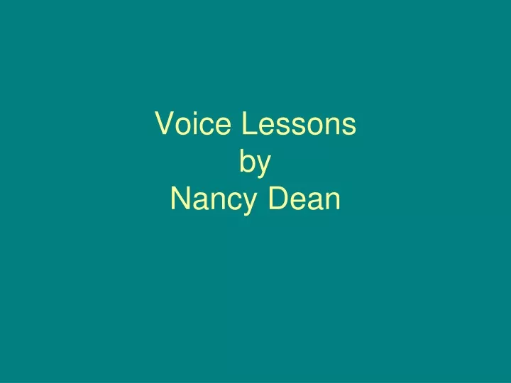 voice lessons by nancy dean