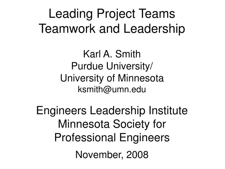 leading project teams teamwork and leadership