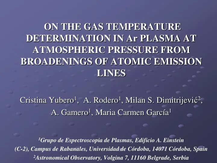 on the gas temperature determination in ar plasma
