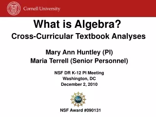 What is Algebra? Cross-Curricular Textbook Analyses