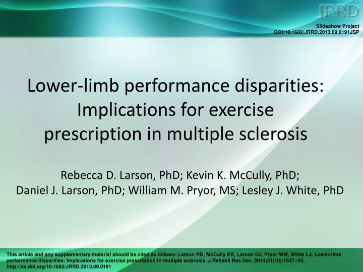 lower limb performance disparities implications for exercise prescription in multiple sclerosis