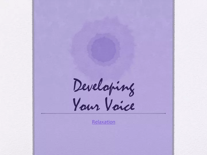 developing your voice