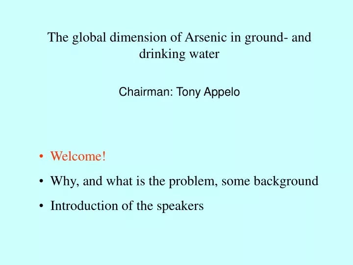 the global dimension of arsenic in ground