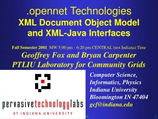 .opennet Technologies XML Document Object Model and XML-Java Interfaces