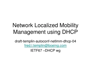 Network Localized Mobility Management using DHCP
