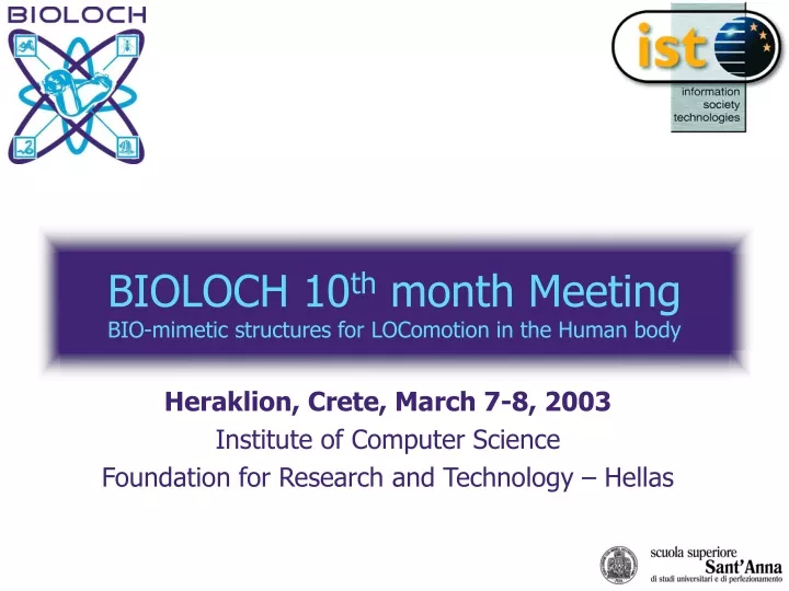 bioloch 10 th month meeting bio mimetic structures for locomotion in the human body