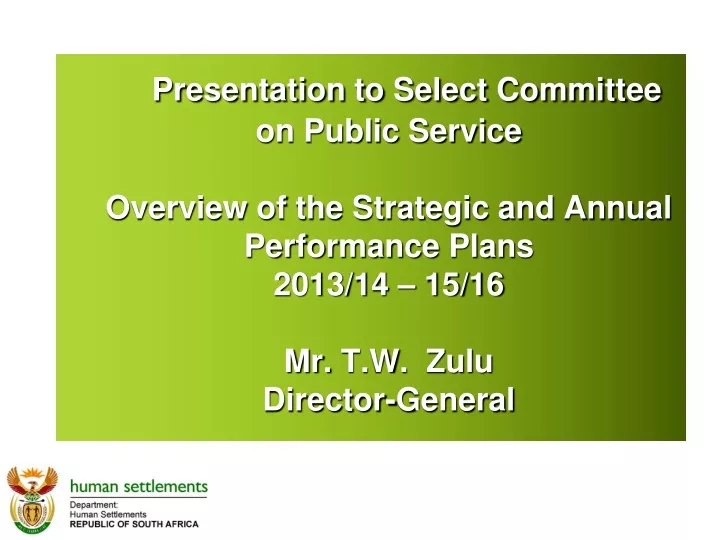 presentation to select committee on public