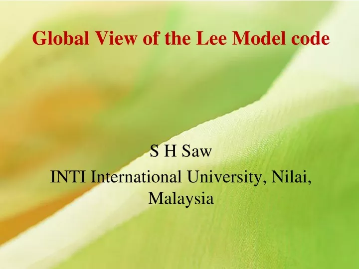 global view of the lee model code