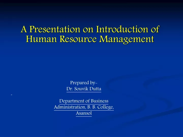 a presentation on introduction of human resource management