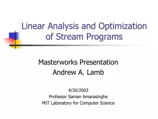 Linear Analysis and Optimization of Stream Programs