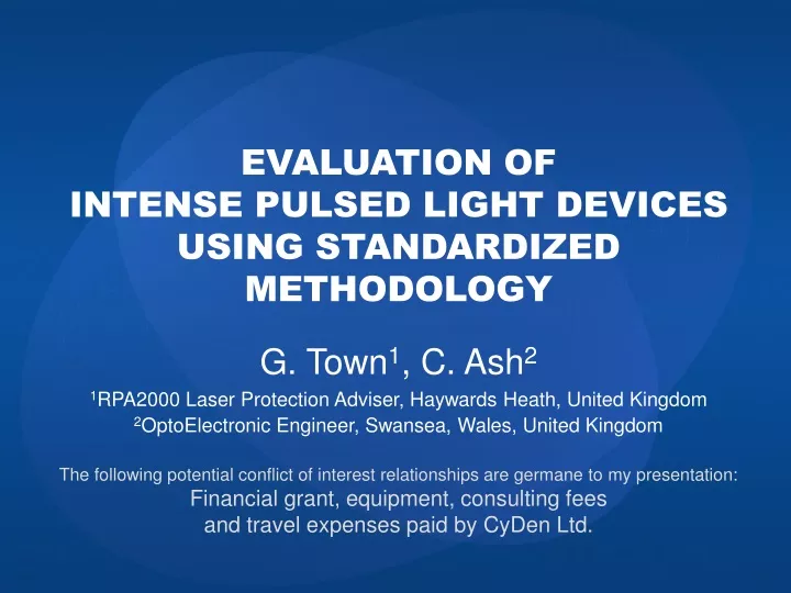 evaluation of intense pulsed light devices using standardized m ethodology