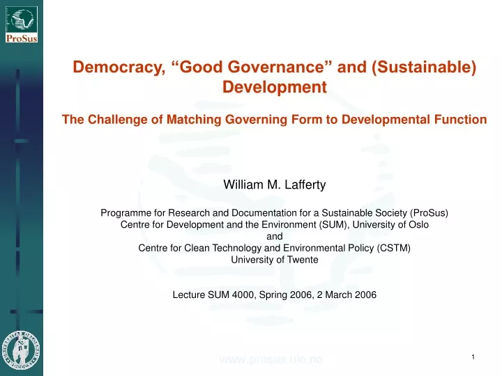 democracy good governance and sustainable