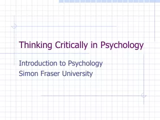 Thinking Critically in Psychology
