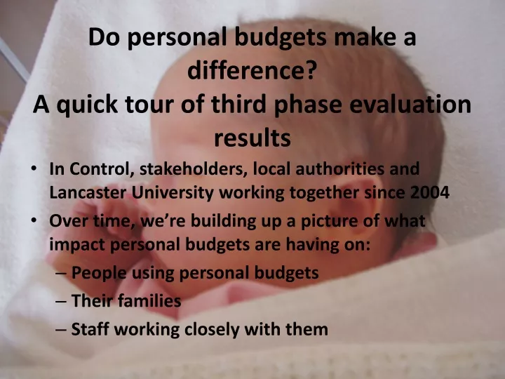do personal budgets make a difference a quick tour of third phase evaluation results