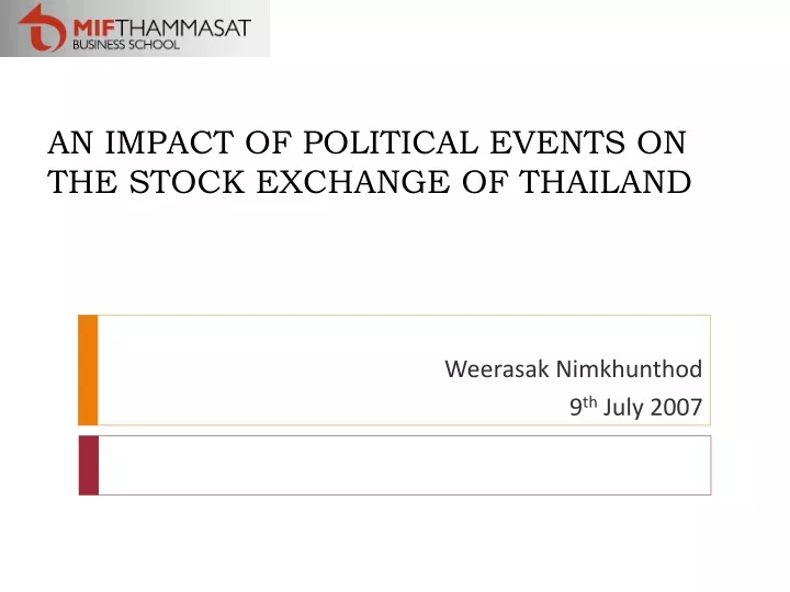 an impact of political events on the stoc k exchange of thailand