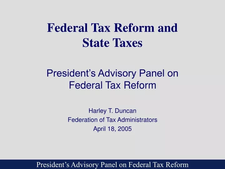 federal tax reform and state taxes