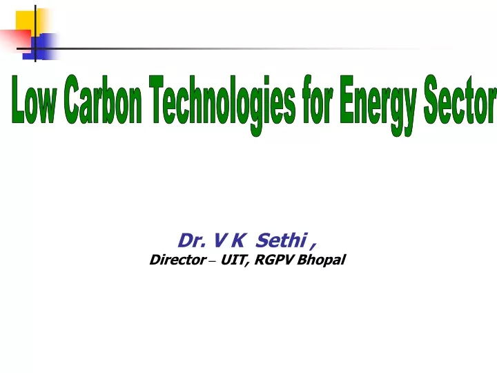 low carbon technologies for energy sector