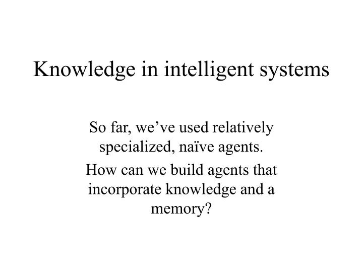 knowledge in intelligent systems