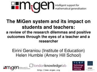 OUTLINE Rationale of the  MiGen  project (5  mins ) What is the  MiGen  system? (5  mins )