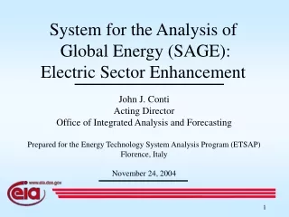 System for the Analysis of  Global Energy (SAGE):  Electric Sector Enhancement