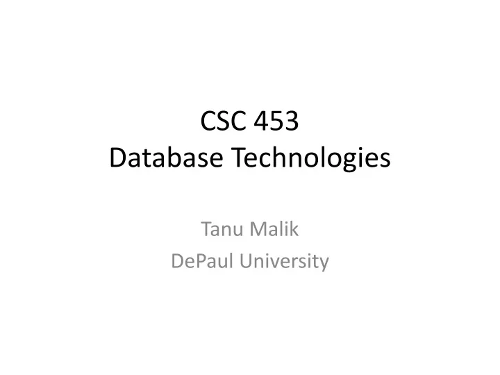 csc 453 database technologies