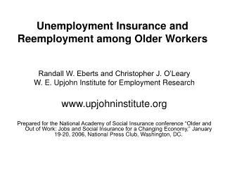 Unemployment Insurance and Reemployment among Older Workers