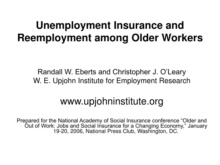 unemployment insurance and reemployment among older workers