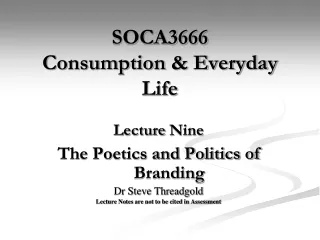SOCA3666  Consumption &amp; Everyday Life
