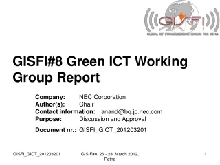 GISFI#8 Green ICT Working Group Report