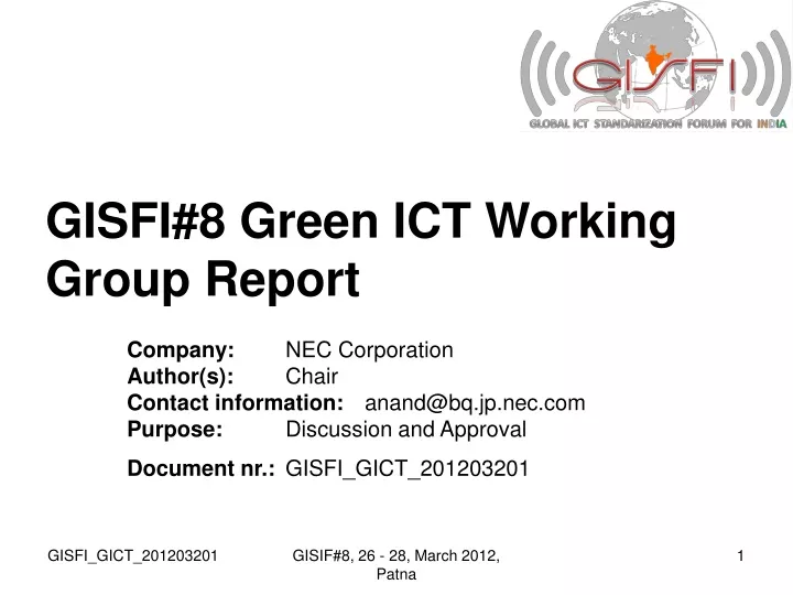 gisfi 8 green ict working group report