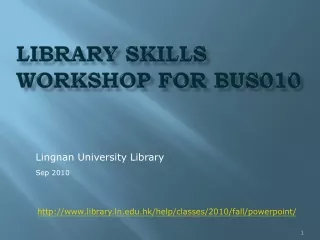 Library Skills Workshop for BUS010