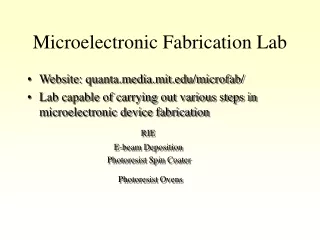 Microelectronic Fabrication Lab