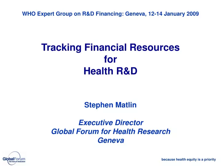 who expert group on r d financing geneva