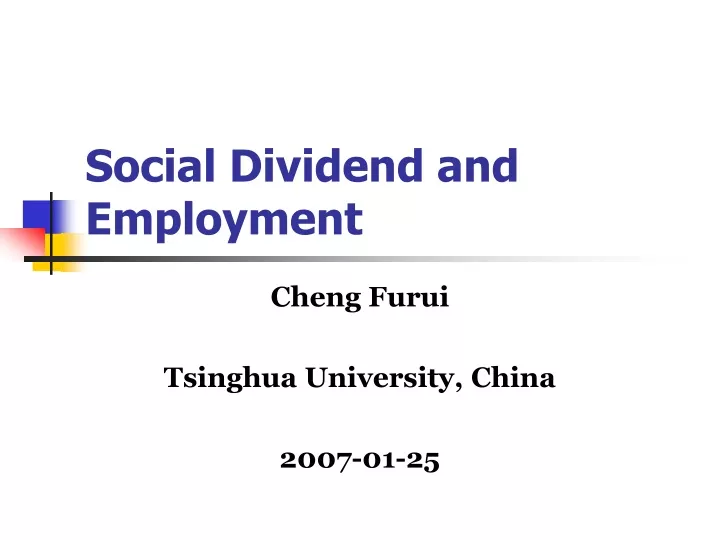 social dividend and employment