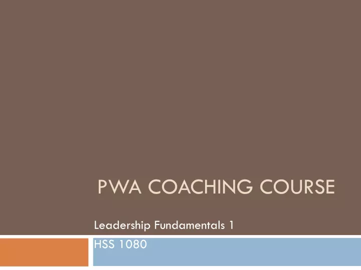 pwa coaching course