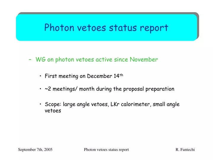 photon vetoes status report