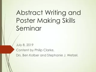 Abstract Writing and Poster Making Skills Seminar