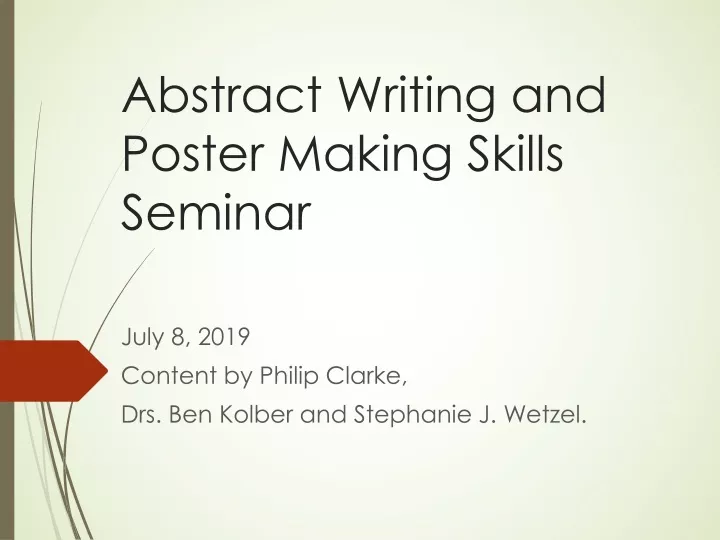 abstract writing and poster making skills seminar